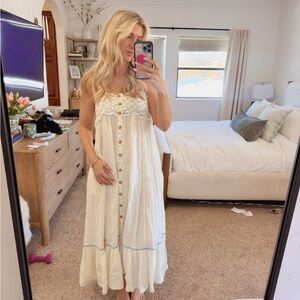 Free People White Button-Down Maxi Dress